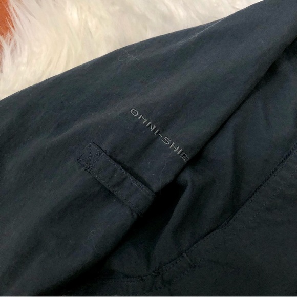 Columbia Titanium Dark Blue Long Sleeve Shirt Vented Back Nylon Button Down - Picture 13 of 13
